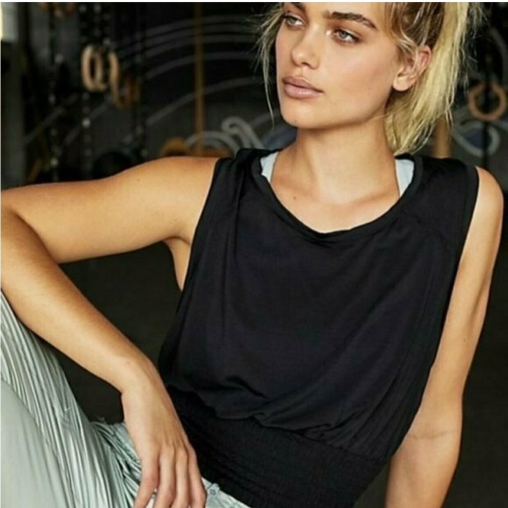 FP Movement by Free People Black Relaxed Tank with Banded Waist